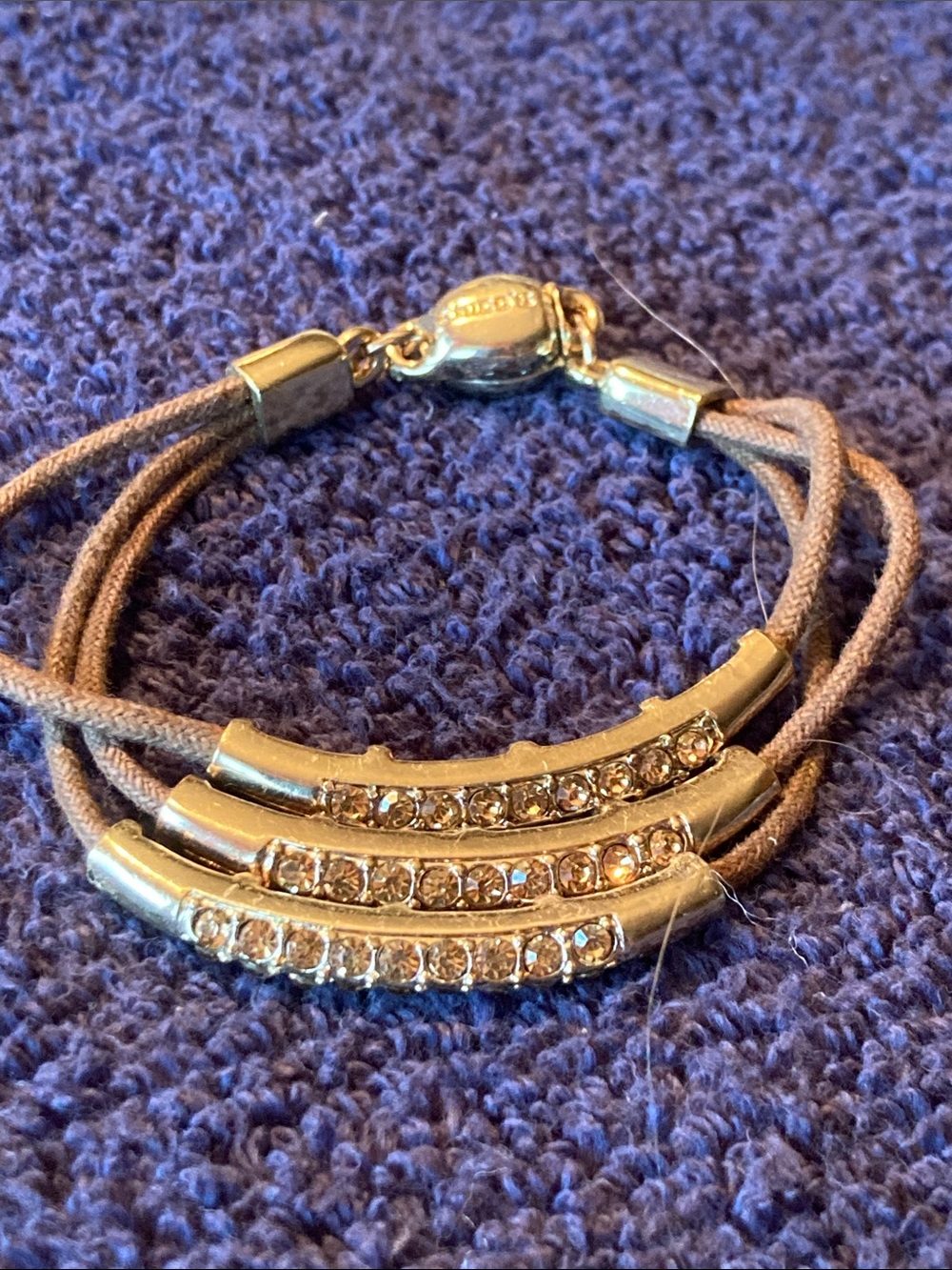 Gold-Tone Crystal Multi-Strand Bracelet in Taupe